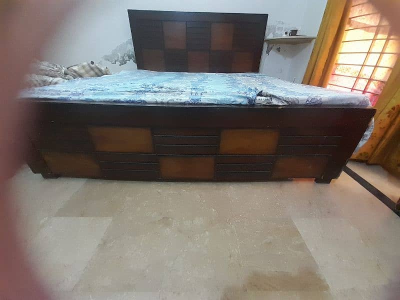 wooden bed with mattress 9