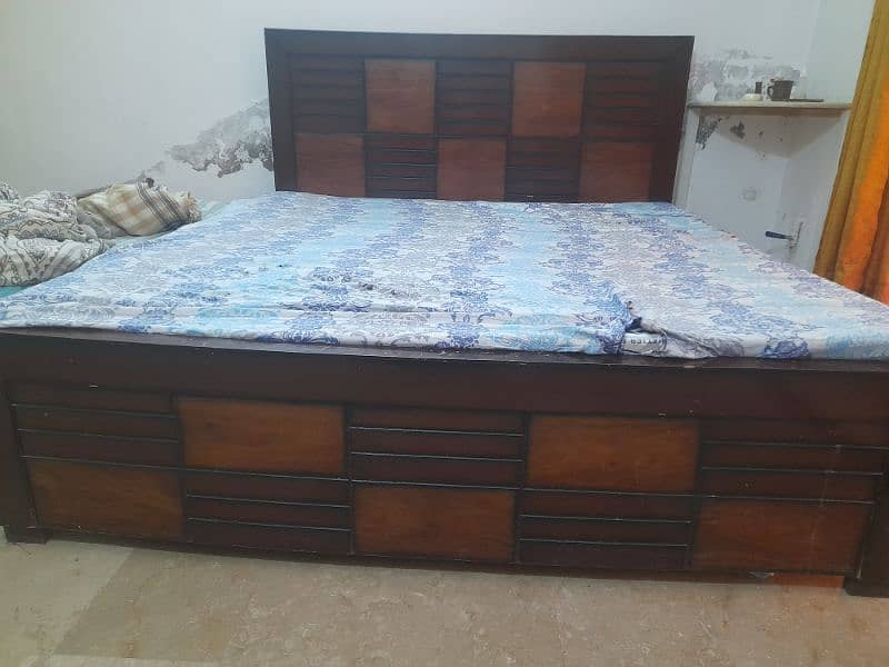wooden bed with mattress 11