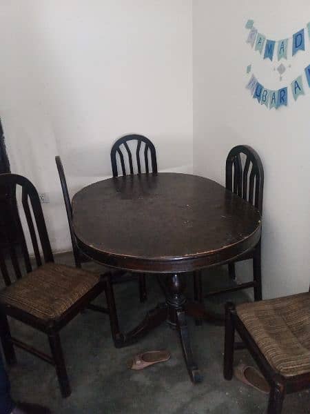 Wooden Dining Table with 4 Chairs 0
