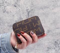 Womens Leather Printed Zipper Wallet
