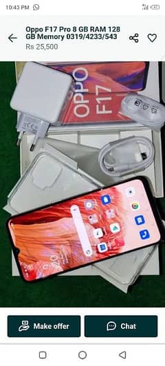 oppo f17 8GB ram 128 GB memory