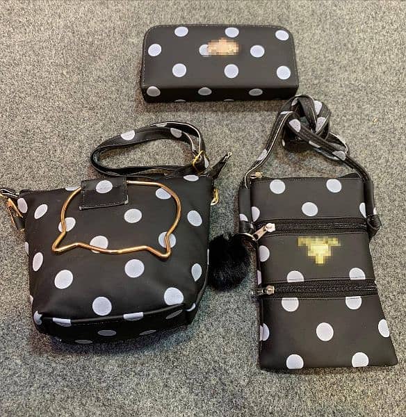 3 bags polka dotted 4