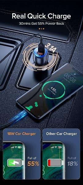 18W 3.1A Car Charger Dual USB Fast Charging QC Phone Charger Adapters 1