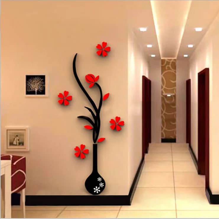 Vase in Red & Black color with butterfly-Wall decoration 0