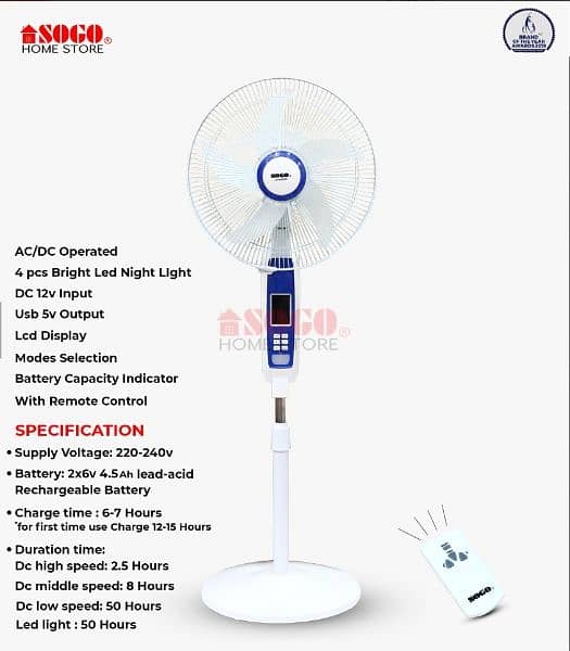 Sogo Rechargeable Fans 2