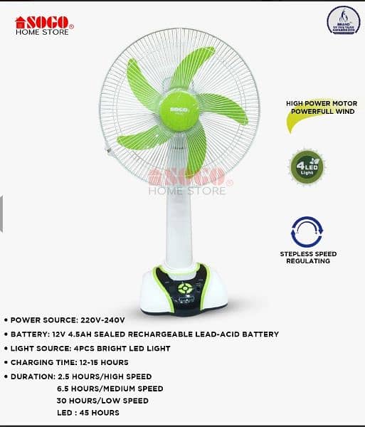 Sogo Rechargeable Fans 5