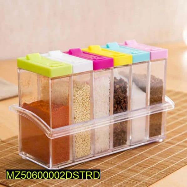 6 piece spice jar pack with tray rack 0