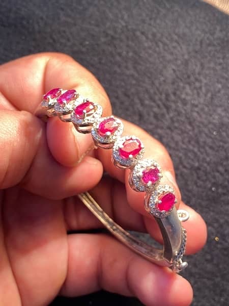natural untreated ruby cut stone bracelet with 925 sterling silver 2