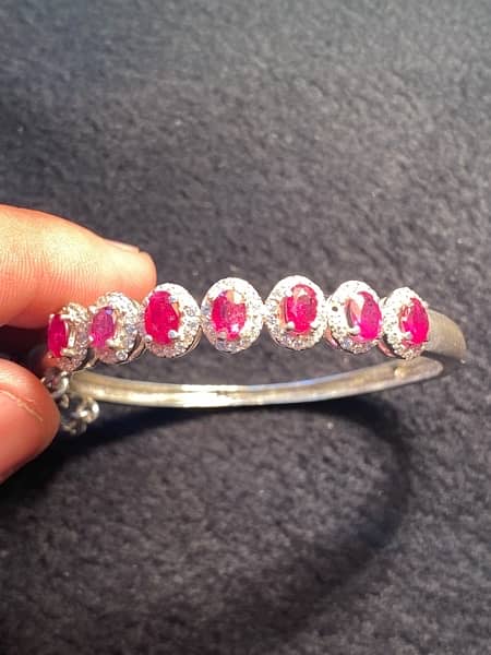 natural untreated ruby cut stone bracelet with 925 sterling silver 3