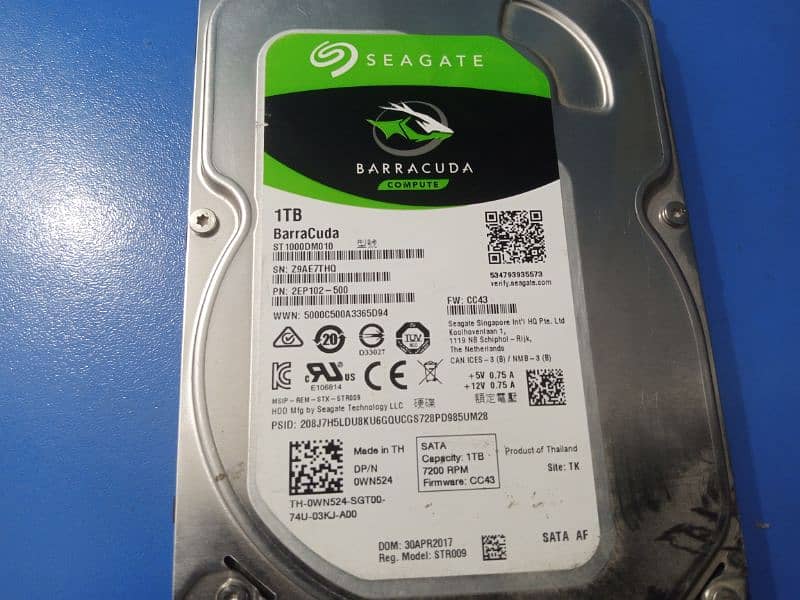 Seagate Barcuda Hardrive 1TB with high End Games, HDD 2