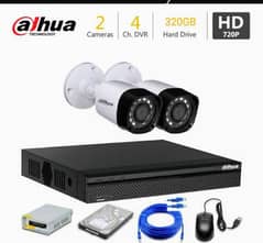 Dahua Hikvision 2 camera 2 mp 4 channel dvr XVR cctv cable hard drive