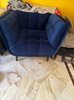 Blue colour Bakhmal Cloth Sofa Set