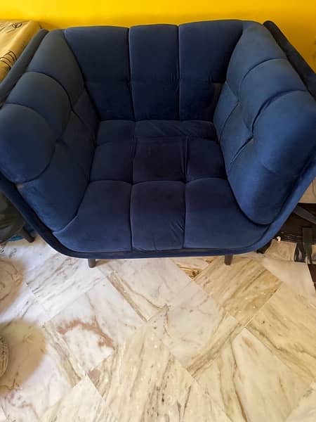 Blue colour Bakhmal Cloth Sofa Set 1