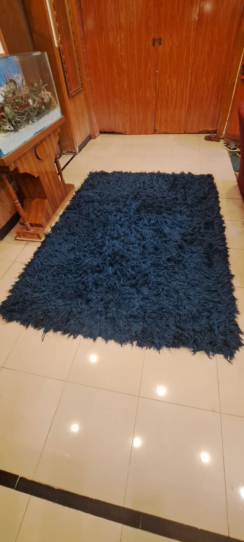 Blue Afghani Soft Rug (Long Fur) 1