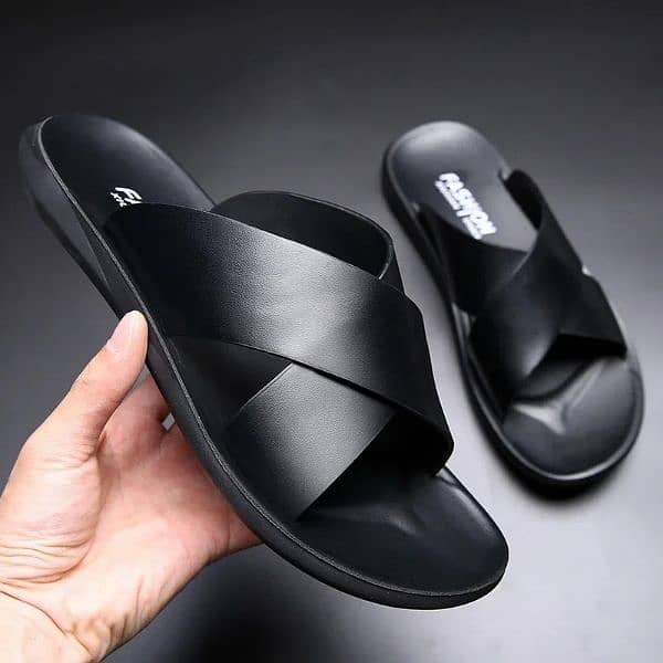 Men slippers Crossover Black and Brown FREE DELIVERY FOR ALL PAKISTAN 0