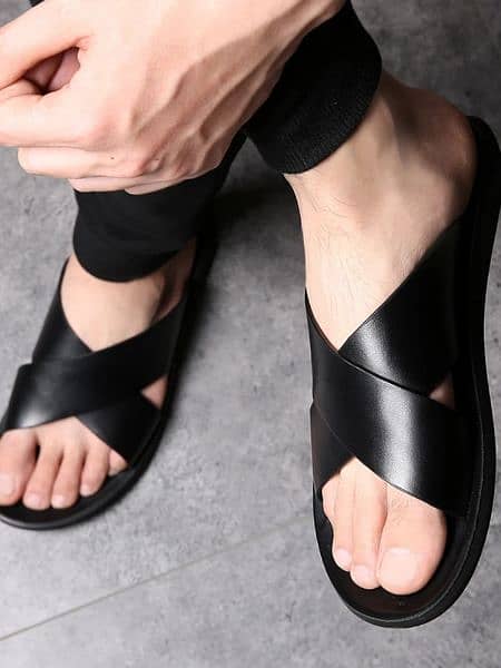 Men slippers Crossover Black and Brown FREE DELIVERY FOR ALL PAKISTAN 1
