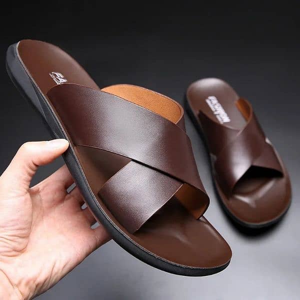 Men slippers Crossover Black and Brown FREE DELIVERY FOR ALL PAKISTAN 4