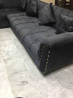 L Shape Sofa with Puffy, Stools and Table for sale