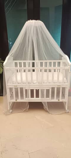 Tinnies Wooden Baby Cot with Mattress | Baby Beds | Kids Baby Cot