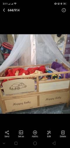 wood baby cot and swing