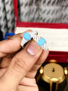 Atalian Ladies Chandi Rings Gemstone Feroza 1 Pics Price 3000