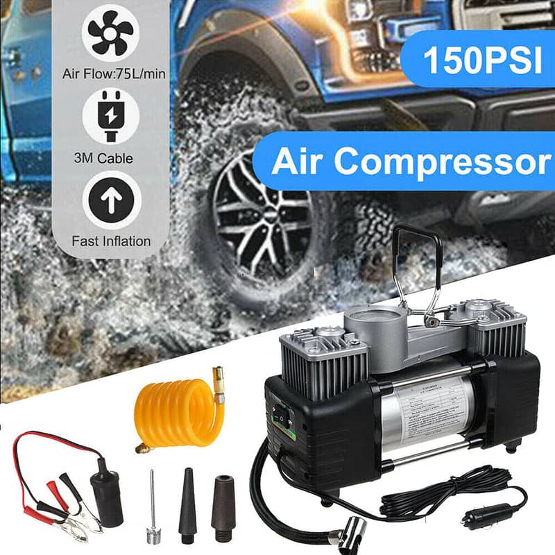 Dual 2 Cylinder Heavy Duty Double Air Compressor Or Car Inflator 5
