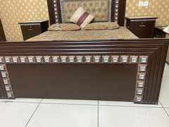 Queen Bed With Mattress & Side Tables