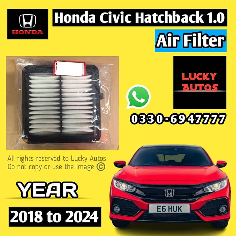 Honda Civic Hatchback 1.0 Turbo Air Filter year 2017 to 2024 0