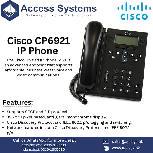 IP Phones Cisco SPA525 | Cisco 6945 | Voip Polycom VVX311| 03353448413 0