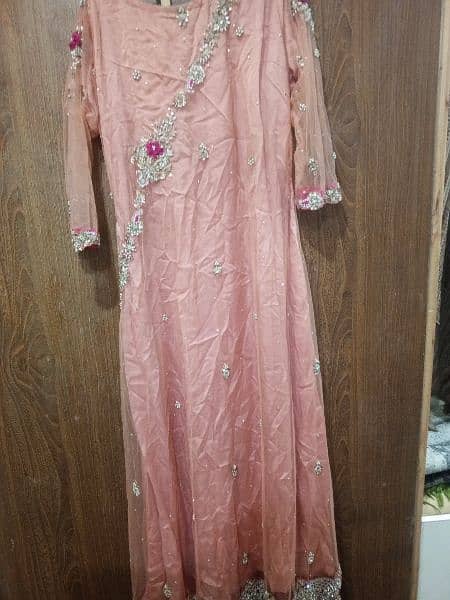 macxi pink color with purple flowers and dupatta 2