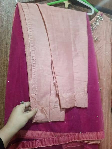 macxi pink color with purple flowers and dupatta 5
