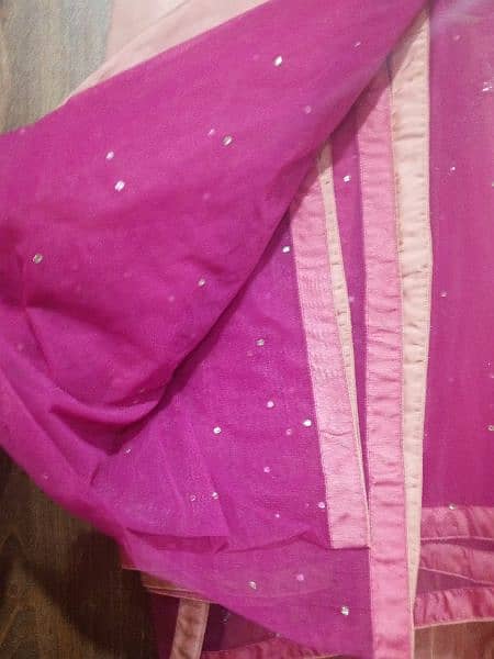 macxi pink color with purple flowers and dupatta 6