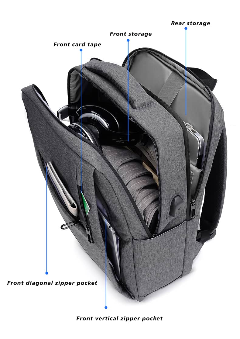 1pc Laptop Backpack With USB Charging Port Large Capacity Travel Backp 13