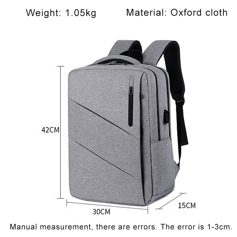 1pc Laptop Backpack With USB Charging Port Large Capacity Travel Backp 18