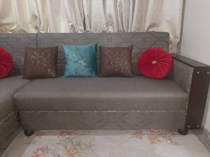 sofa l shape only 1 week use 0323 4670166 0323 7876834 contact numbers 3