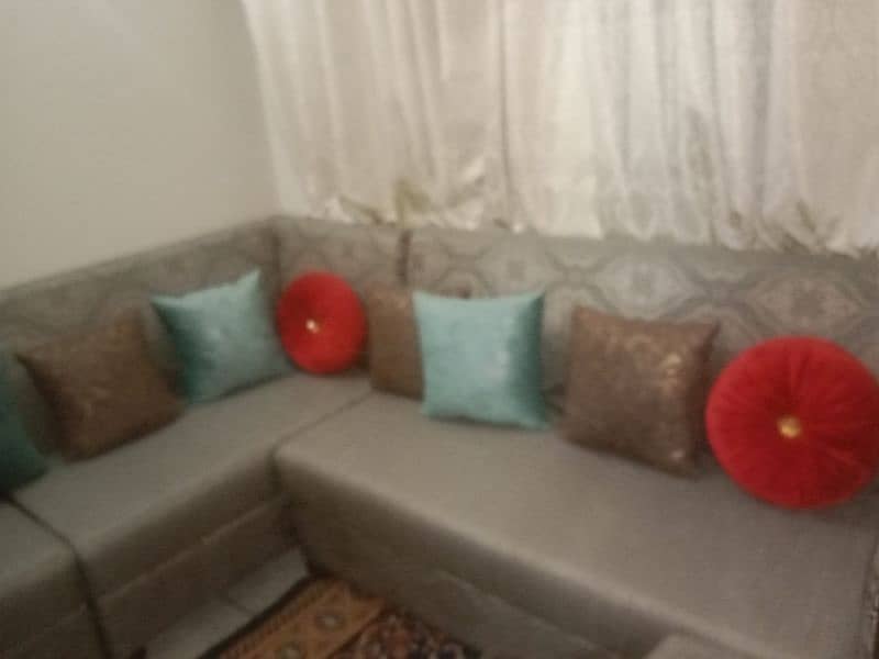 sofa l shape only 1 week use 0323 4670166 0323 7876834 contact numbers 4