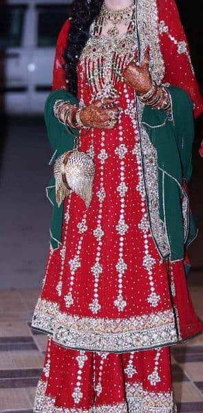 bridal wedding dress(Sharara) with jewelry 2