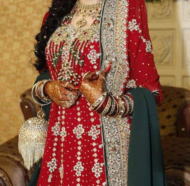 bridal wedding dress(Sharara) with jewelry 3