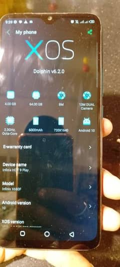 infinix hot 9 play 4GB 64 with box 0