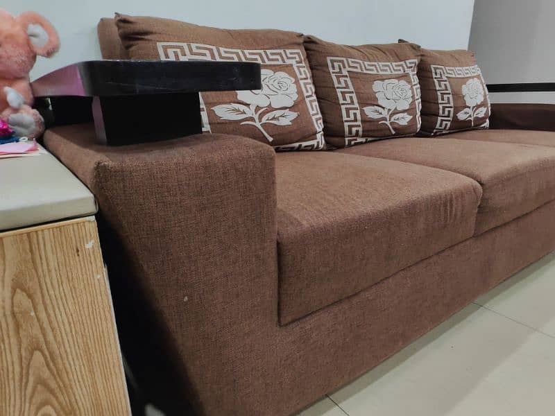 Brown sofa set fabric for sale 4