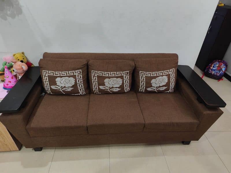 Brown sofa set fabric for sale 5