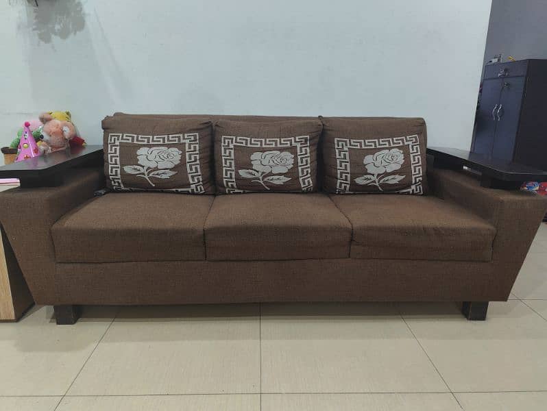 Brown sofa set fabric for sale 6