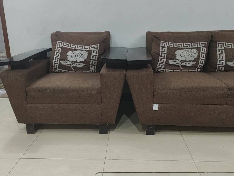 Brown sofa set fabric for sale 7