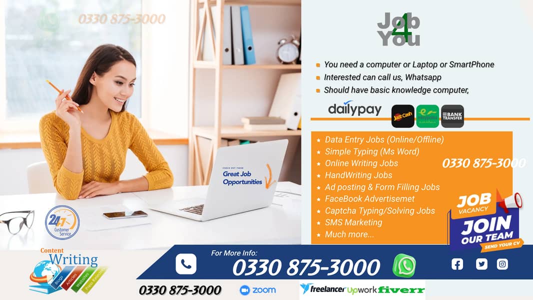 Assignment writing work Part Time/Full Time Daily payments 1500/2500 1