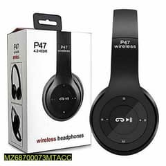 wireless stereo headphones black.