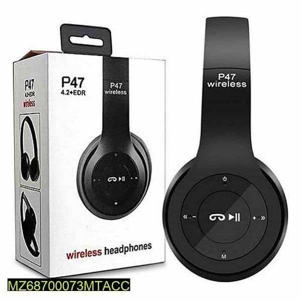 wireless stereo headphones black. 0