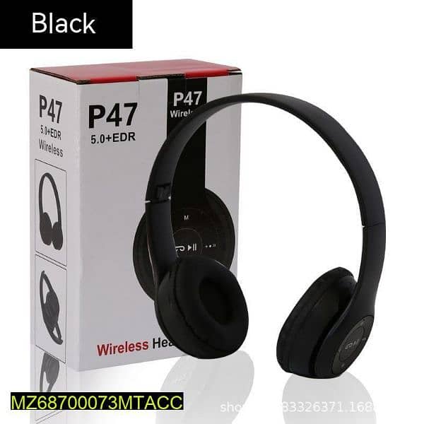 wireless stereo headphones black. 2