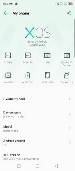 Infinix hot 11 play 4/64 with box