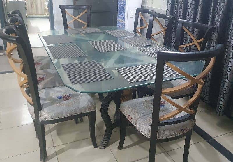 dining table with 1" thick glass, along with 8 chairs 2