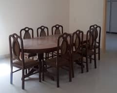 Pure Wooden Dining Table with 8 Wooden Chairs